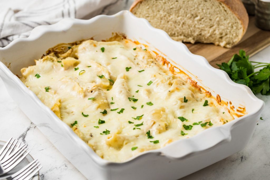Cheesy Alfredo Stuffed Shells with Chicken